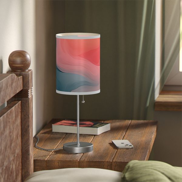 Aqueous Expression in Navy and Peachy Pastels 02 - Lamp on a Stand, US|CA plug - Image 53