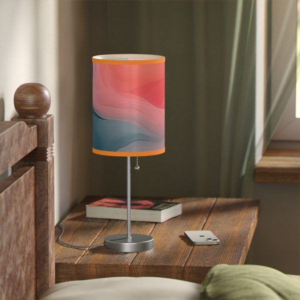 Aqueous Expression in Navy and Peachy Pastels 02 - Lamp on a Stand, US|CA plug - Image 77