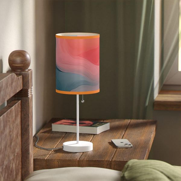 Aqueous Expression in Navy and Peachy Pastels 02 - Lamp on a Stand, US|CA plug - Image 83