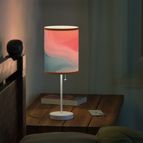 Aqueous Expression in Navy and Peachy Pastels 02 - Lamp on a Stand, US|CA plug - Image 84