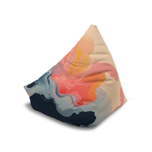 Aqueous Expression in Navy and Peachy Pastels 01 - Bean Bag Chair Cover