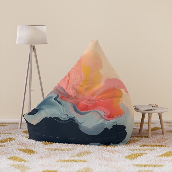 Aqueous Expression in Navy and Peachy Pastels 01 - Bean Bag Chair Cover - Image 6