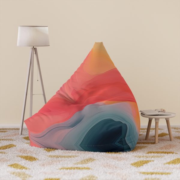 Aqueous Expression in Navy and Peachy Pastels 04 - Bean Bag Chair Cover - Image 6