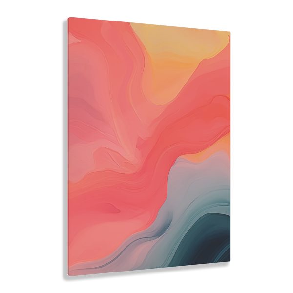 Aqueous Expression in Navy and Peachy Pastels 04 - Acrylic Prints - Image 16