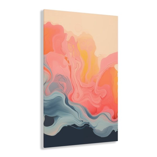 Aqueous Expression in Navy and Peachy Pastels 01 - Acrylic Prints - Image 16