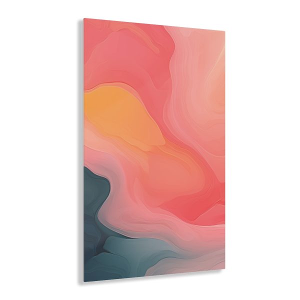 Aqueous Expression in Navy and Peachy Pastels 02 - Acrylic Prints - Image 31