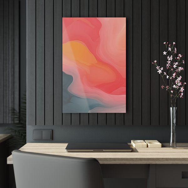 Aqueous Expression in Navy and Peachy Pastels 02 - Acrylic Prints - Image 34