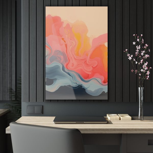 Aqueous Expression in Navy and Peachy Pastels 01 - Acrylic Prints - Image 34