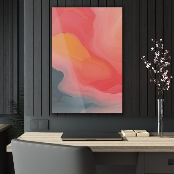 Aqueous Expression in Navy and Peachy Pastels 02 - Acrylic Prints - Image 39