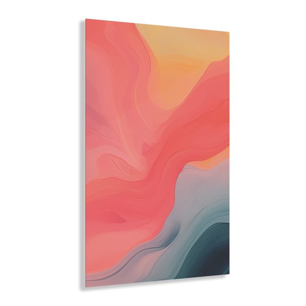 Aqueous Expression in Navy and Peachy Pastels 04 - Acrylic Prints - Image 36