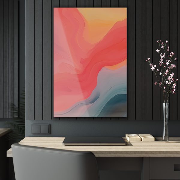 Aqueous Expression in Navy and Peachy Pastels 04 - Acrylic Prints - Image 39