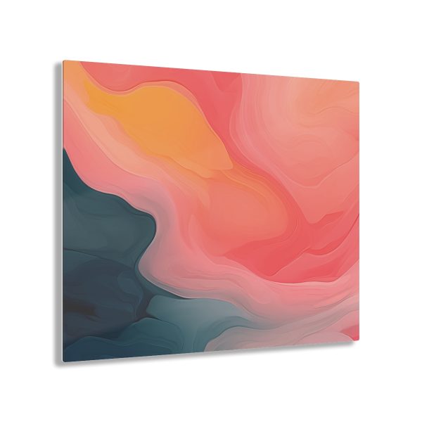 Aqueous Expression in Navy and Peachy Pastels 02 - Acrylic Prints