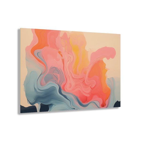 Aqueous Expression in Navy and Peachy Pastels 01 - Acrylic Prints - Image 6