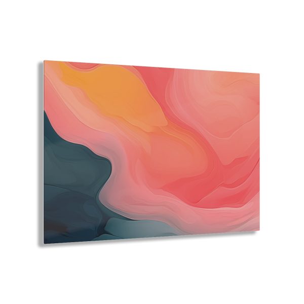 Aqueous Expression in Navy and Peachy Pastels 02 - Acrylic Prints - Image 6