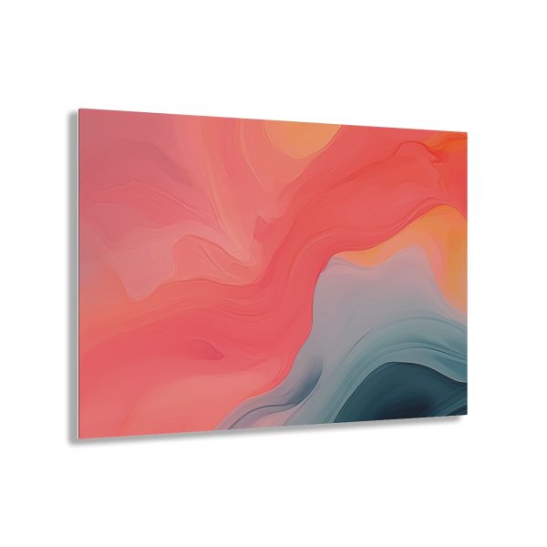 Aqueous Expression in Navy and Peachy Pastels 04 - Acrylic Prints - Image 6