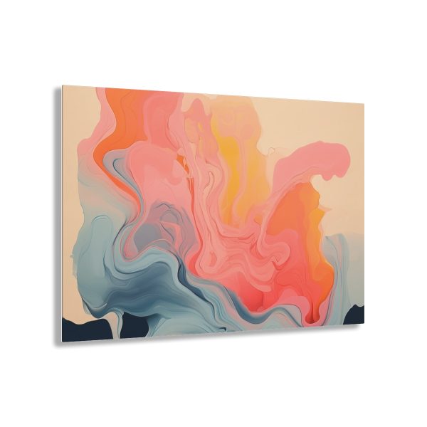 Aqueous Expression in Navy and Peachy Pastels 01 - Acrylic Prints - Image 11