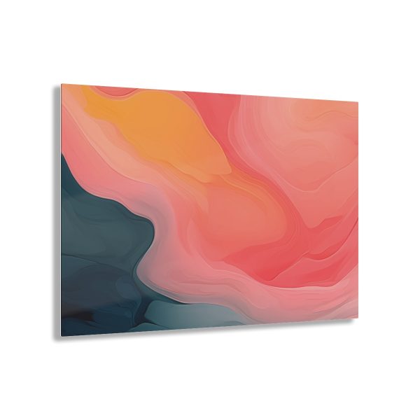 Aqueous Expression in Navy and Peachy Pastels 02 - Acrylic Prints - Image 11