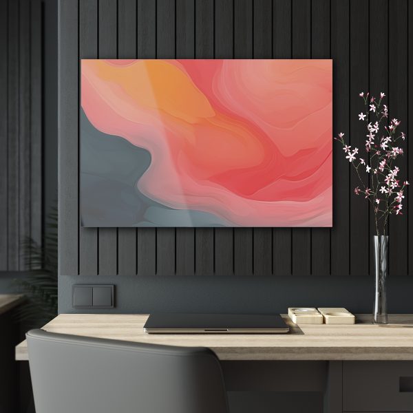 Aqueous Expression in Navy and Peachy Pastels 02 - Acrylic Prints - Image 14