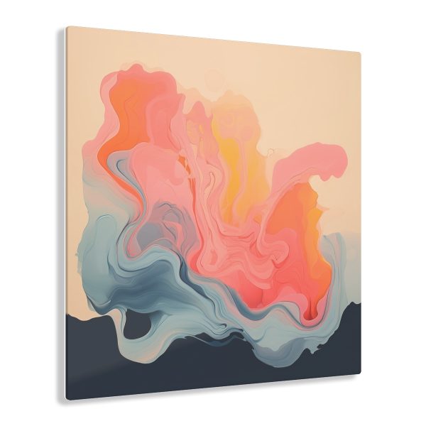 Aqueous Expression in Navy and Peachy Pastels 01 - Acrylic Prints - Image 36