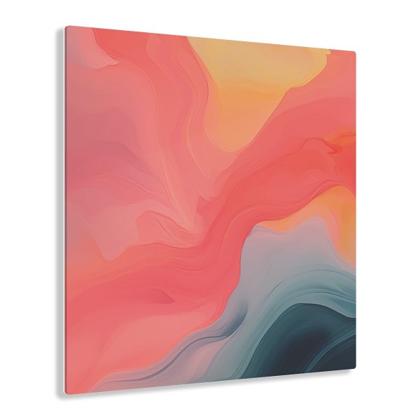 Aqueous Expression in Navy and Peachy Pastels 04 - Acrylic Prints - Image 41