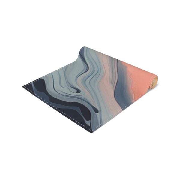 Aqueous Expression in Navy and Peachy Pastels 01 - Table Runner (Cotton, Poly) - Image 7