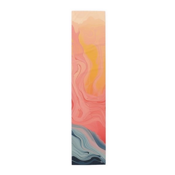 Aqueous Expression in Navy and Peachy Pastels 01 - Table Runner (Cotton, Poly) - Image 11