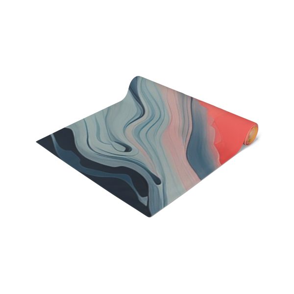 Aqueous Expression in Navy and Peachy Pastels 01 - Table Runner (Cotton, Poly) - Image 12