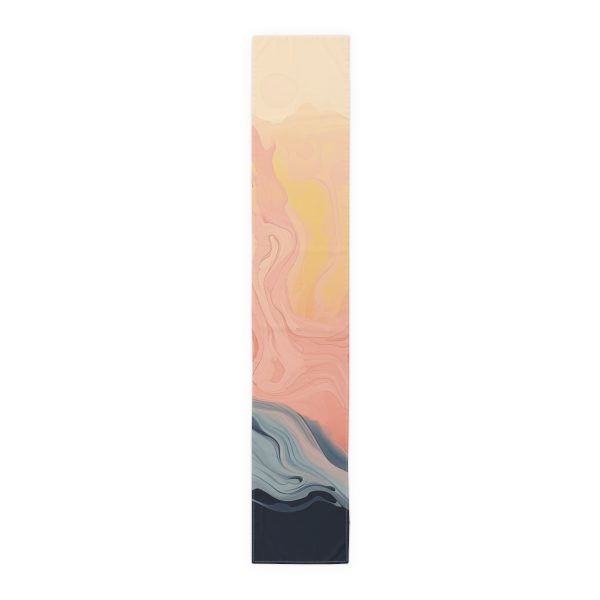 Aqueous Expression in Navy and Peachy Pastels 01 - Table Runner (Cotton, Poly) - Image 16