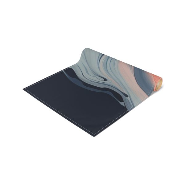 Aqueous Expression in Navy and Peachy Pastels 01 - Table Runner (Cotton, Poly) - Image 17