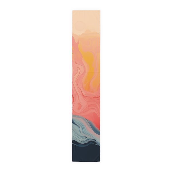 Aqueous Expression in Navy and Peachy Pastels 01 - Table Runner (Cotton, Poly)