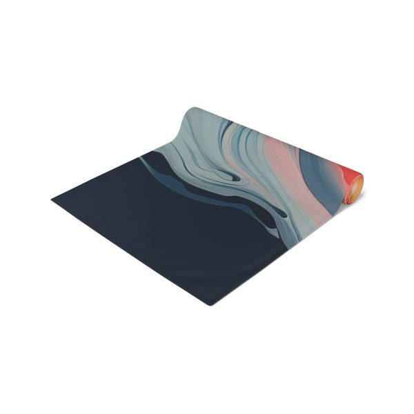 Aqueous Expression in Navy and Peachy Pastels 01 - Table Runner (Cotton, Poly) - Image 2