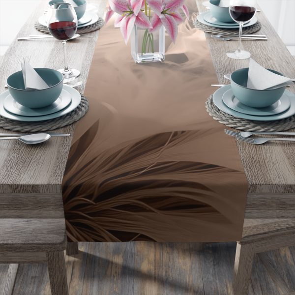 Soft Fantasy Feather Puffs in Peach Puree Tone  - Table Runner (Cotton, Poly) - Image 5