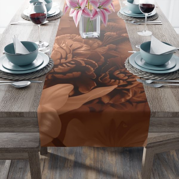 Lustrous Peach Fuzz Tone Baroque Floral 01 - Table Runner (Cotton, Poly) - Image 5