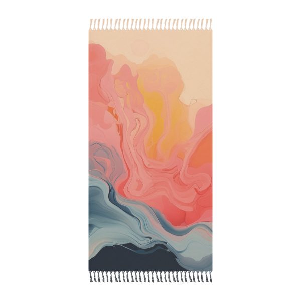 Aqueous Expression in Navy and Peachy Pastels 01 - Boho Beach Cloth