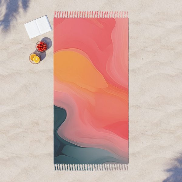 Aqueous Expression in Navy and Peachy Pastels 02 - Boho Beach Cloth - Image 3