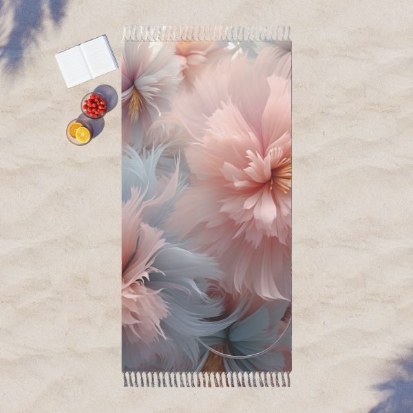 Powder Pink and Baby Blue Feathery Floral - Boho Beach Cloth - Image 3