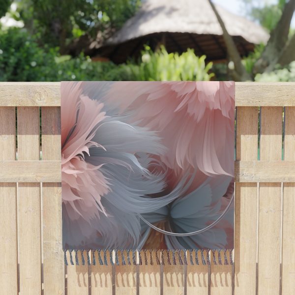 Powder Pink and Baby Blue Feathery Floral - Boho Beach Cloth - Image 5