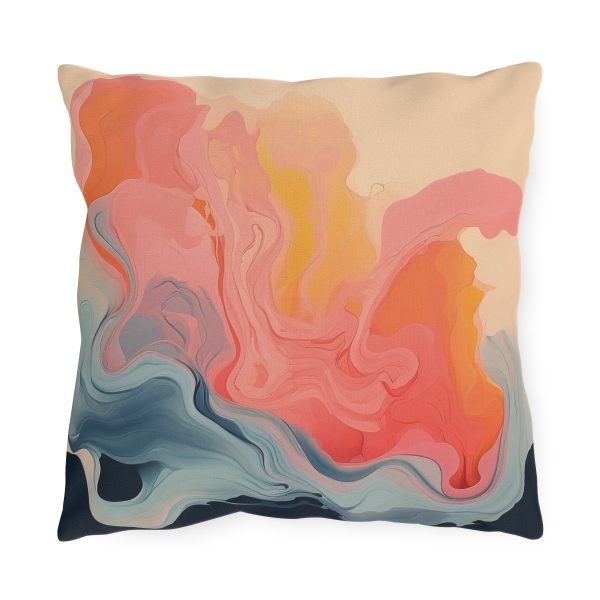 Aqueous Expression in Navy and Peachy Pastels 01 - Outdoor Pillows - Image 5