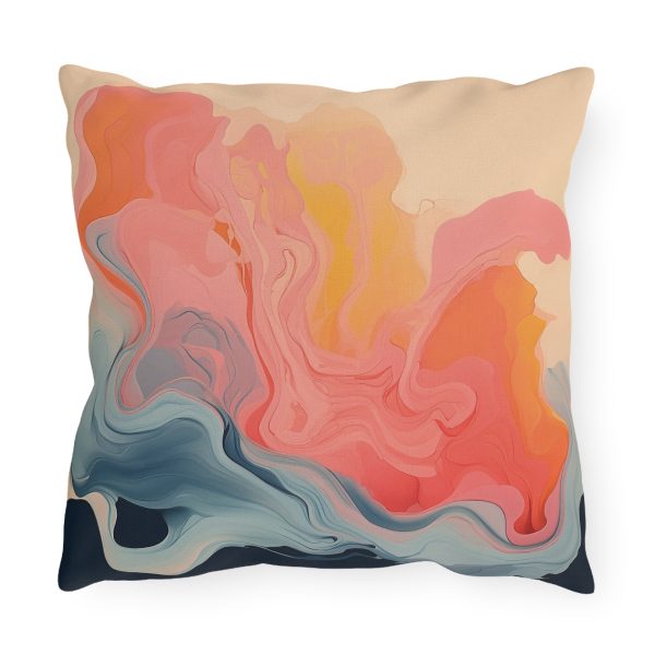 Aqueous Expression in Navy and Peachy Pastels 01 - Outdoor Pillows - Image 6