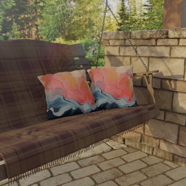 Aqueous Expression in Navy and Peachy Pastels 01 - Outdoor Pillows - Image 8