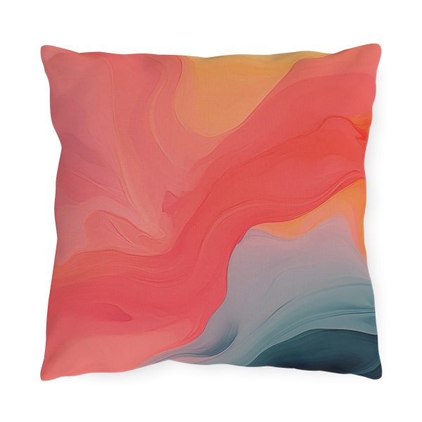 Aqueous Expression in Navy and Peachy Pastels 04 - Outdoor Pillows - Image 5