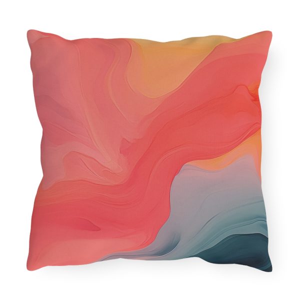 Aqueous Expression in Navy and Peachy Pastels 04 - Outdoor Pillows - Image 6