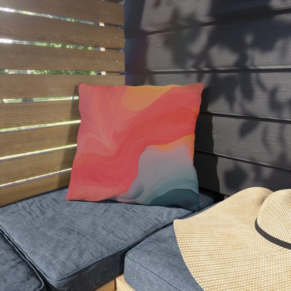 Aqueous Expression in Navy and Peachy Pastels 04 - Outdoor Pillows - Image 7