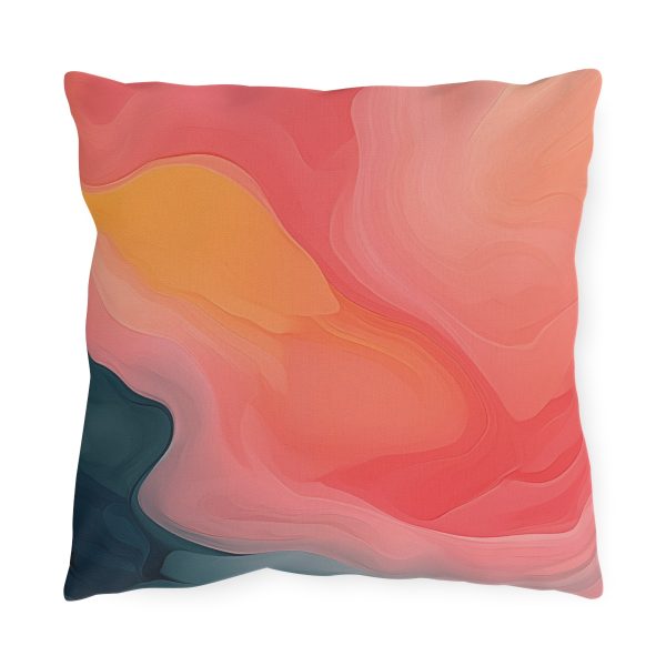 Aqueous Expression in Navy and Peachy Pastels 02 - Outdoor Pillows - Image 5