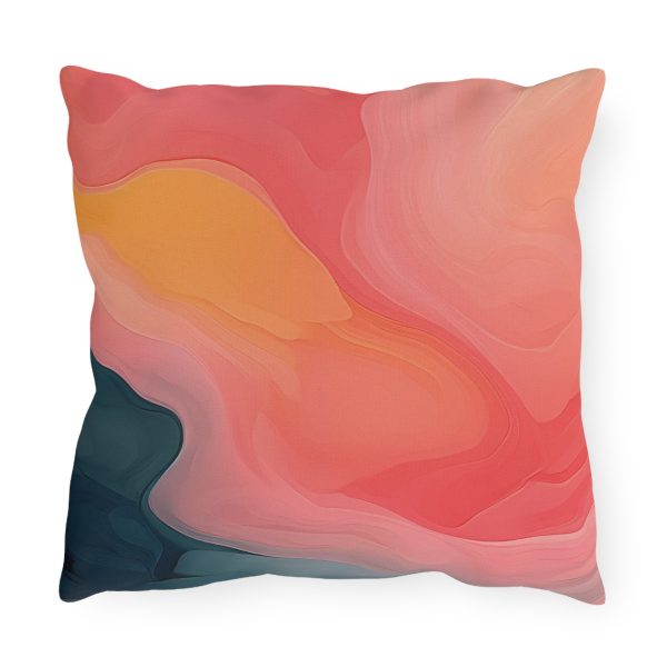 Aqueous Expression in Navy and Peachy Pastels 02 - Outdoor Pillows - Image 6