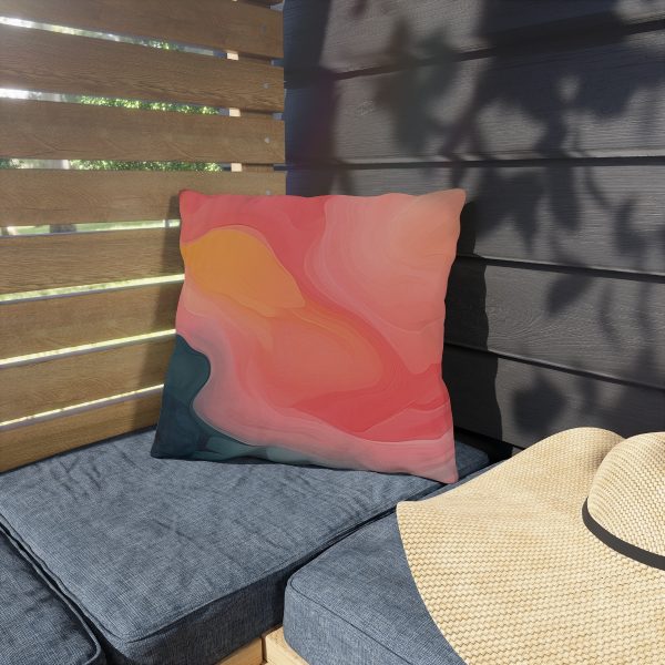 Aqueous Expression in Navy and Peachy Pastels 02 - Outdoor Pillows - Image 7