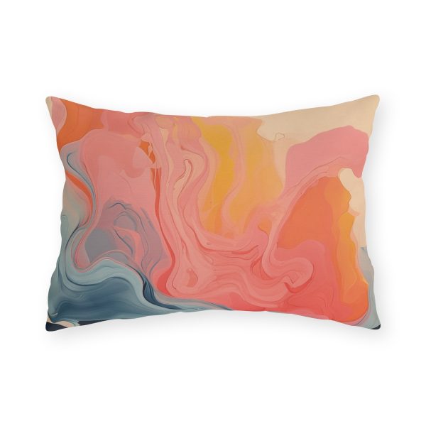 Aqueous Expression in Navy and Peachy Pastels 01 - Outdoor Pillows - Image 9