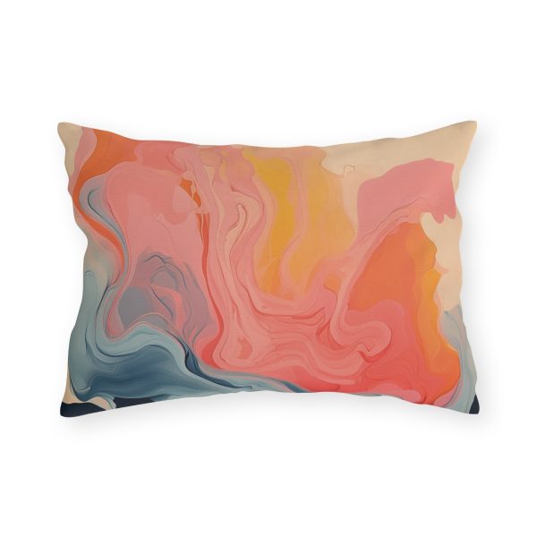 Aqueous Expression in Navy and Peachy Pastels 01 - Outdoor Pillows - Image 10