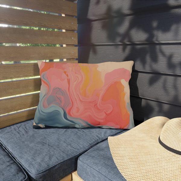 Aqueous Expression in Navy and Peachy Pastels 01 - Outdoor Pillows - Image 11