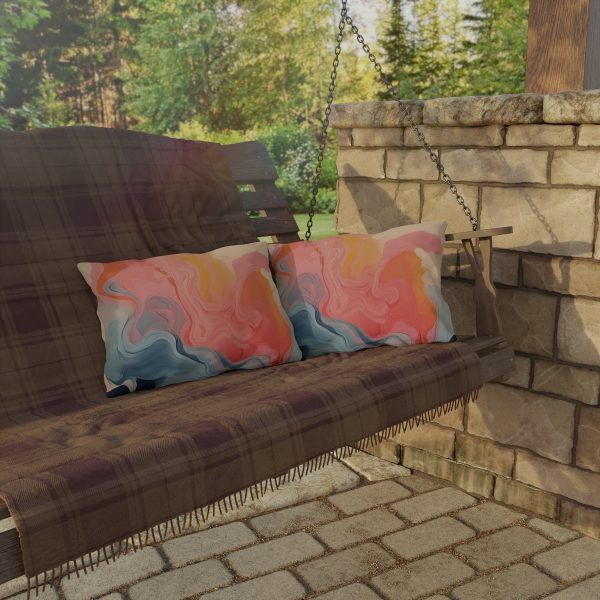 Aqueous Expression in Navy and Peachy Pastels 01 - Outdoor Pillows - Image 12